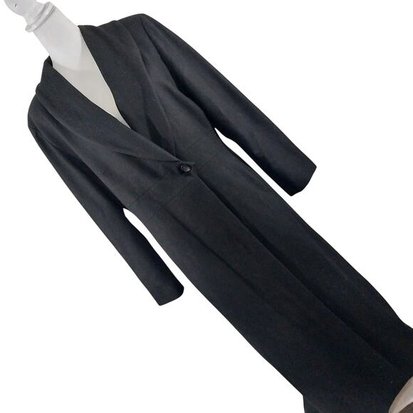 HARVE BENARD! FULL LENGTH BLACK FINE WOOL, SOPHISTICATED DRESS COAT! SZ L - Picture 1 of 11